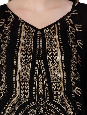 printed black rayon kaftan - 13904146 - Standard Image - 3