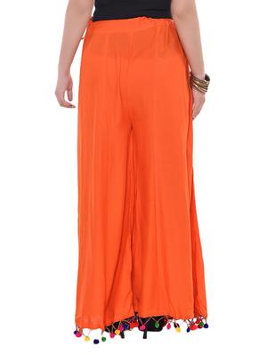 orange viscose palazzos - 13904409 - Standard Image - 3