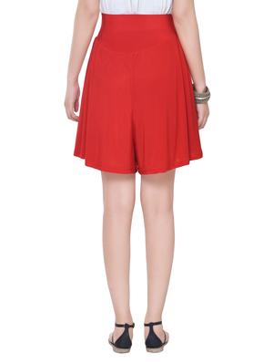 solid red satin skorts - 13904419 - Standard Image - 3