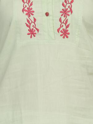 green cotton straight kurti - 13927456 - Standard Image - 3