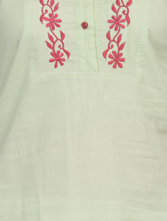 green cotton straight kurti - 13927456 - Zoom Image - 3