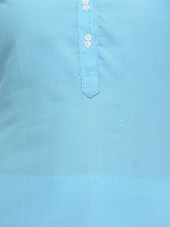 turquoise cotton kurta - 13927460 - Zoom Image - 3