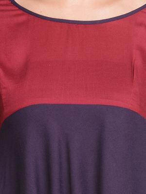 maroon & purple rayon asymmetric kurta - 13927552 - Standard Image - 3