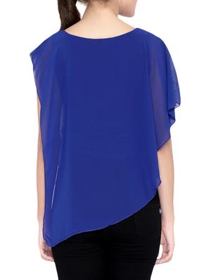 blue georgette asymmetric top - 13933637 - Standard Image - 3
