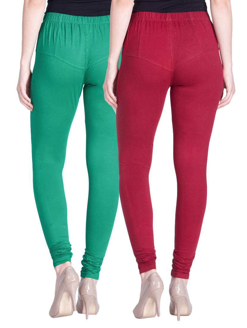 set of 2 multicolored cotton spandex leggings - 13934688 - Zoom Image - 3