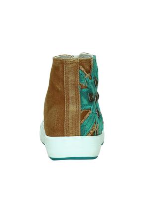 brown canvas laceup sneakers - 13938009 - Standard Image - 3