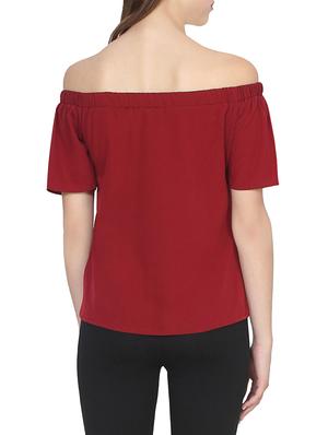 red poly crepe regular top - 13941200 - Standard Image - 3