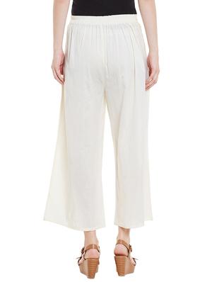 white cotton wide leg trouser - 13947141 - Standard Image - 3