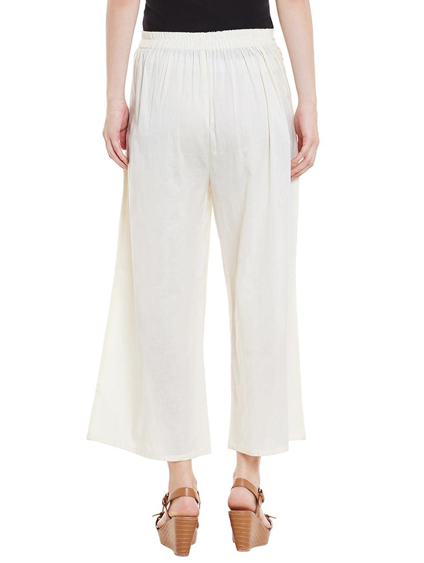 white cotton wide leg trouser - 13947141 - Zoom Image - 3