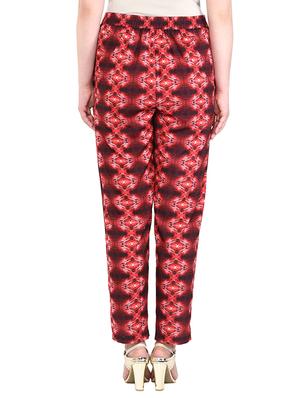 printed red crepe peg trouser - 13952117 - Standard Image - 3