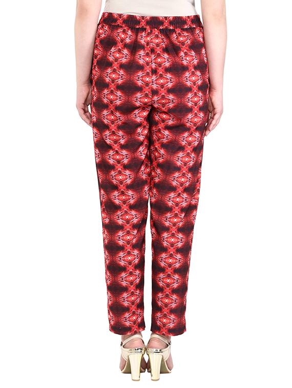 printed red crepe peg trouser - 13952117 - Zoom Image - 3