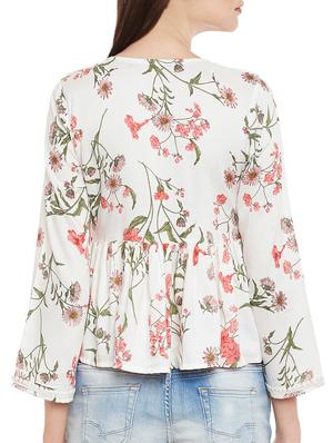 tassel tie neck floral top - 13960025 - Standard Image - 3