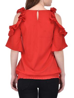 ruffled cold shoulder sleeved top - 13961917 - Standard Image - 3