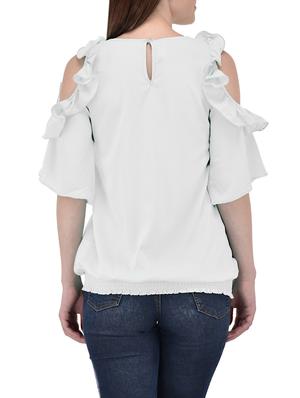ruffled cold shoulder sleeved top - 13961919 - Standard Image - 3