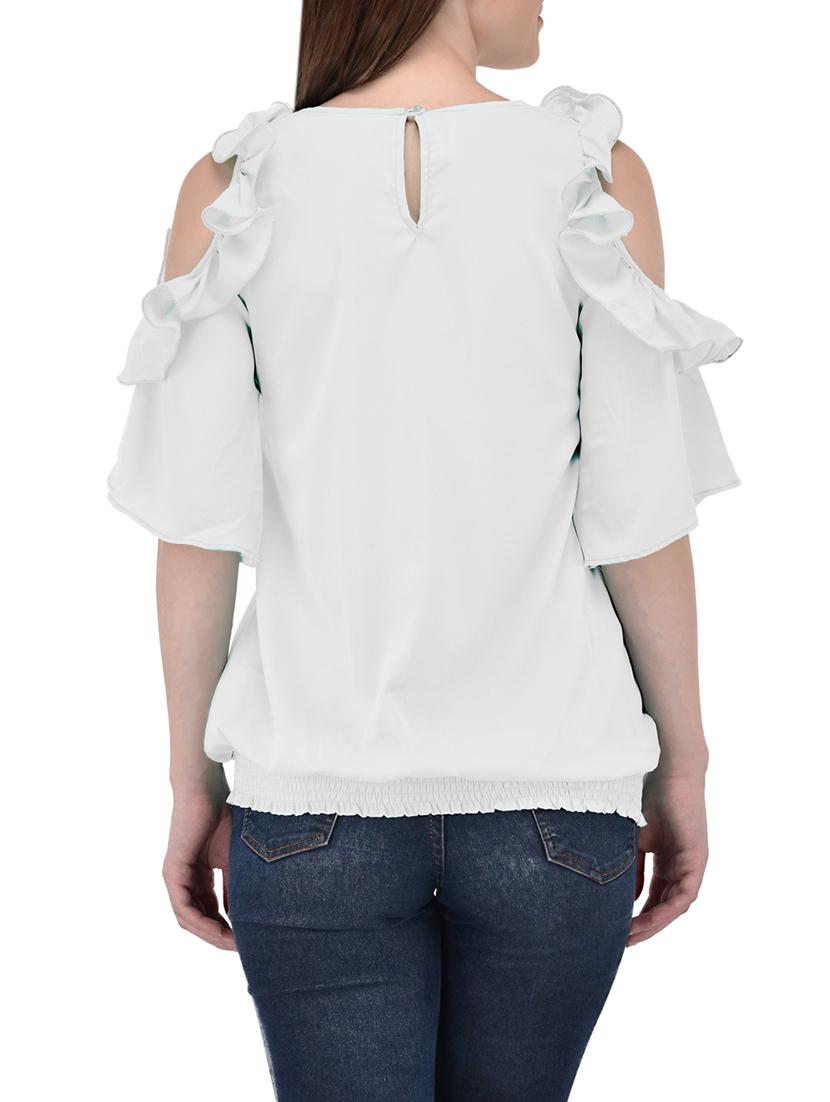 ruffled cold shoulder sleeved top - 13961919 - Zoom Image - 3