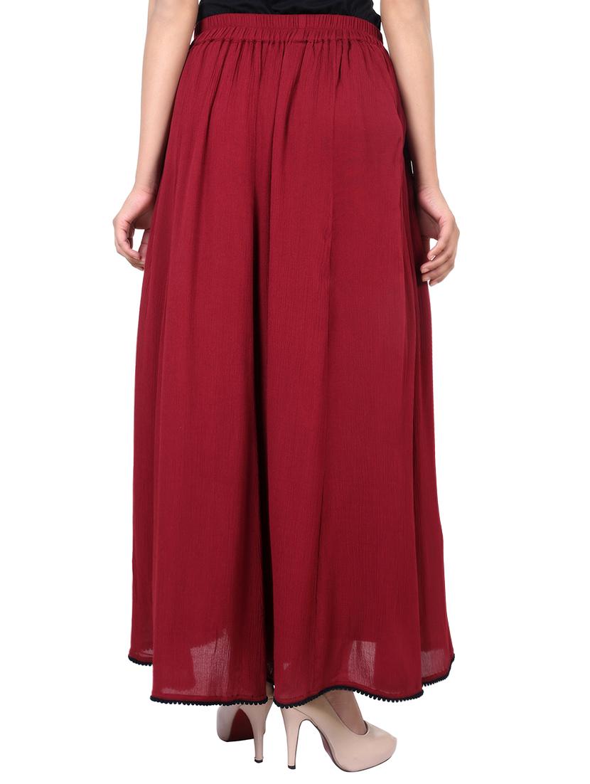 maroon rayon maxi skirt - 13973232 - Zoom Image - 3