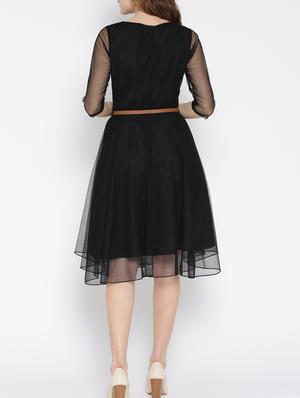 solid belted flare dress - 13973541 - Standard Image - 3
