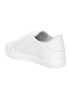 white faux leather laceup sneakers - 13975722 - Standard Image - 3