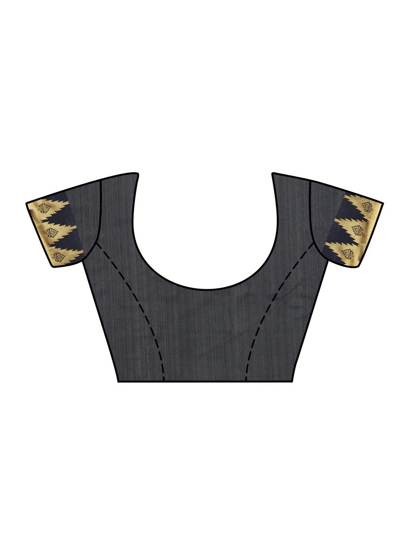 black art silk woven saree with blouse - 13982829 - Zoom Image - 3