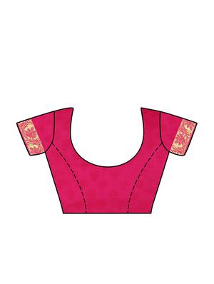 pink crepe bordered saree with blouse - 13982871 - Standard Image - 3
