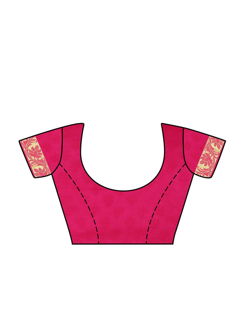 pink crepe bordered saree with blouse - 13982871 - Zoom Image - 3