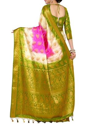 pink art silk woven saree with blouse - 13982891 - Standard Image - 3