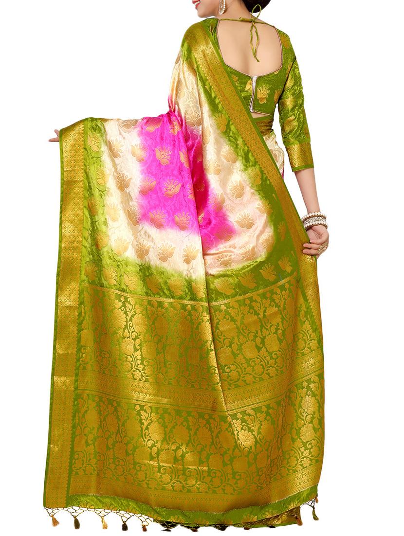 pink art silk woven saree with blouse - 13982891 - Zoom Image - 3