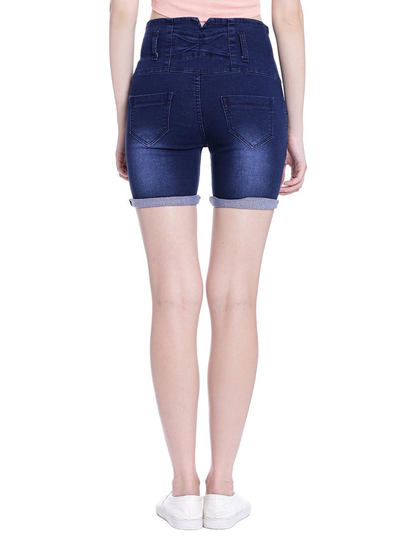 dark blue denim shorts - 13985440 - Zoom Image - 3