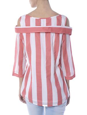 striped cold shoulder top - 13988640 - Standard Image - 3