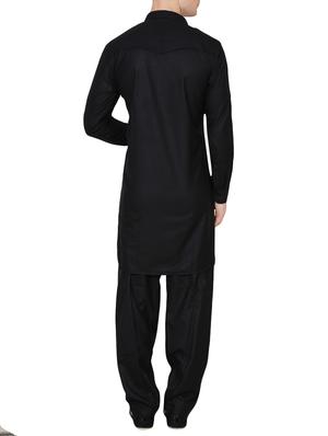 black cotton pathani set - 13990008 - Standard Image - 3