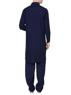 blue cotton pathani ethnic wear set - 13990015 - Standard Image - 3