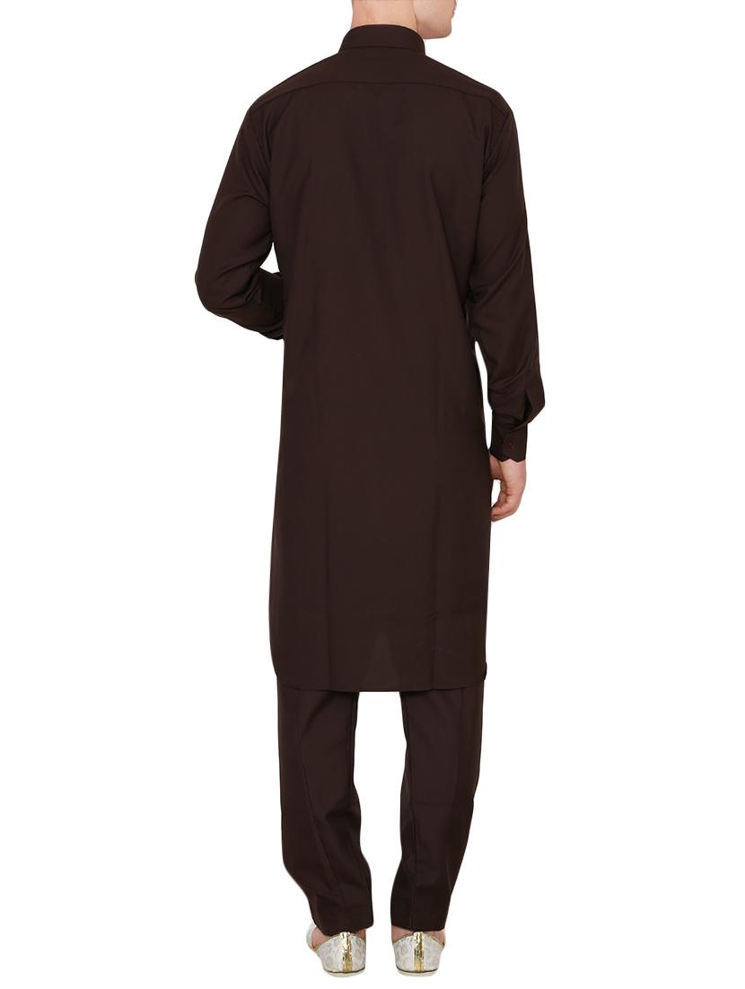 brown cotton pathani ethnic wear set - 13990016 - Zoom Image - 3