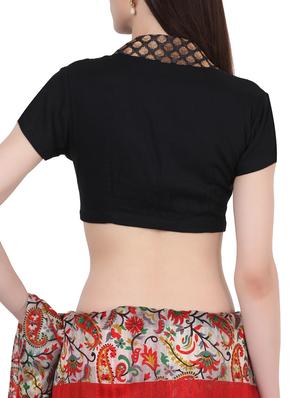 Brocade collar solid blouse - 13994196 - Standard Image - 3
