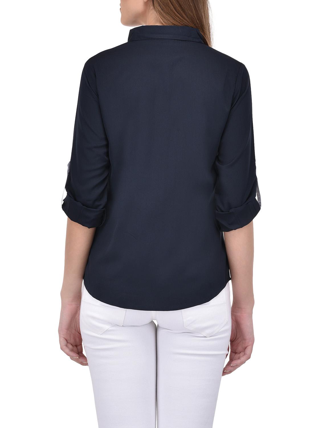 solid navy blue regular shirt - 13996504 - Zoom Image - 3
