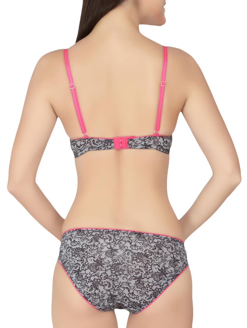 floral print grey bra and panty set - 13996727 - Zoom Image - 3