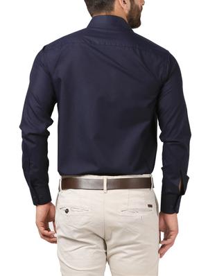 navy blue cotton formal shirt - 13998050 - Standard Image - 3