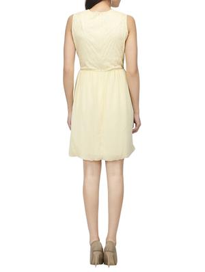 yellow georgette fit & flare dress - 13999322 - Standard Image - 3