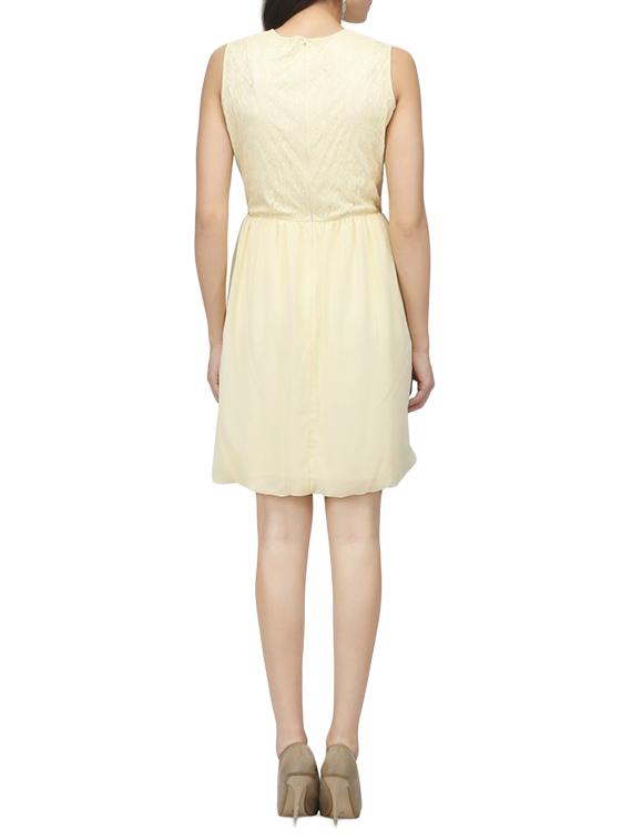 yellow georgette fit & flare dress - 13999322 - Zoom Image - 3