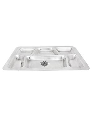 Pure Stainless Steel 6 in 1 Compartment Plate Thali Bhojan Thali Set of 3 - 13999481 - Standard Image - 6