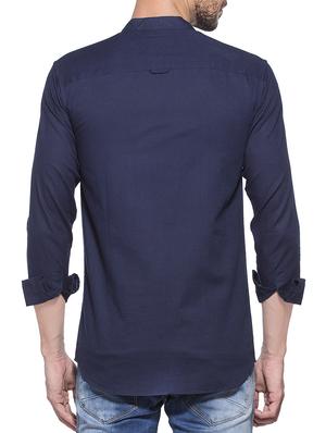 navy blue cotton casual shirt - 14000148 - Standard Image - 3