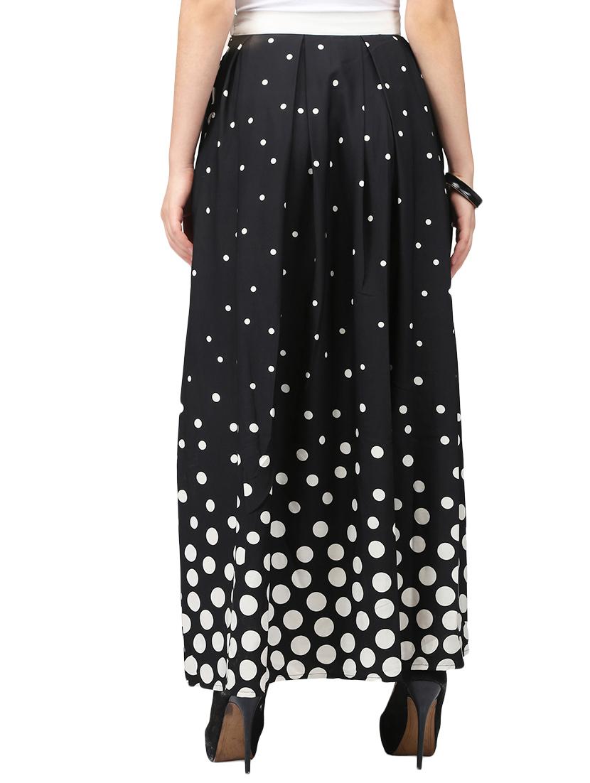 black polka dots printed maxi skirt - 14005614 - Zoom Image - 3