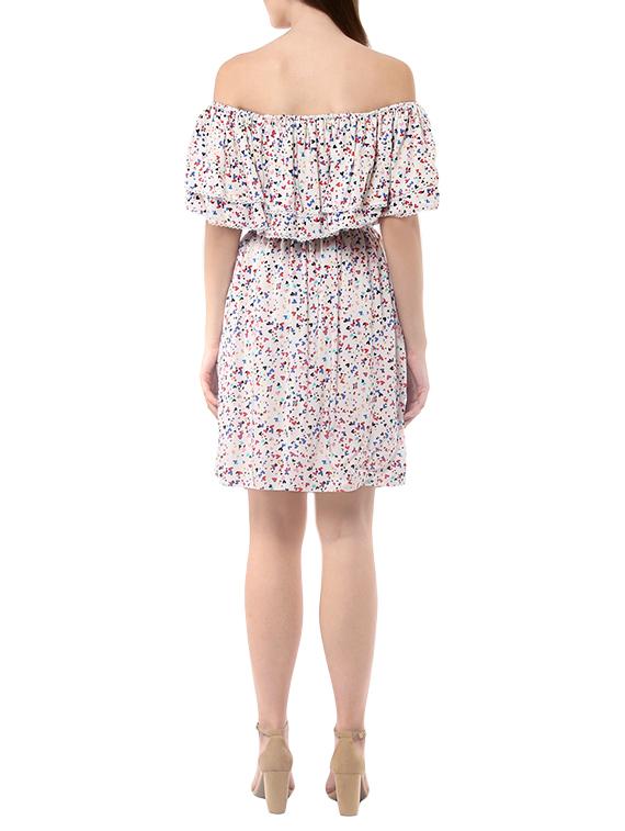 white printed cotton off shoulder dress - 14009118 - Zoom Image - 3