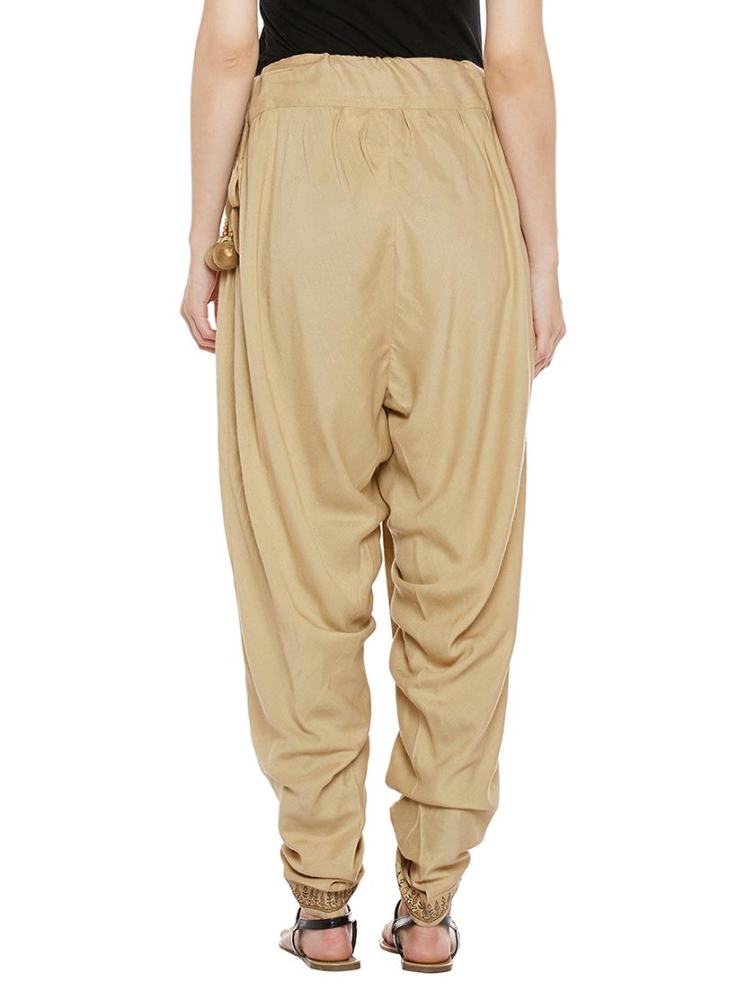 beige viscose dhoti salwar salwars - 14010228 - Zoom Image - 3