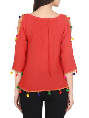 red viscose regular top - 14033487 - Standard Image - 3