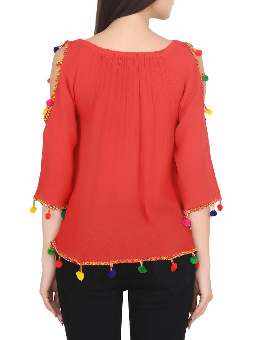 red viscose regular top - 14033487 - Zoom Image - 3