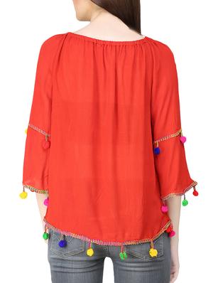 red rayon top - 14033636 - Standard Image - 3