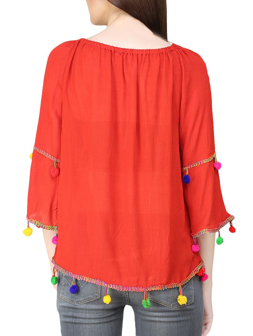 red rayon top - 14033636 - Zoom Image - 3