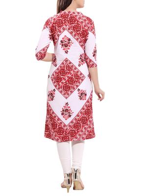 red cotton straight kurta - 14040389 - Standard Image - 3