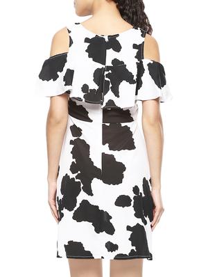 cold shoulder printed a-line dress - 14045201 - Standard Image - 3