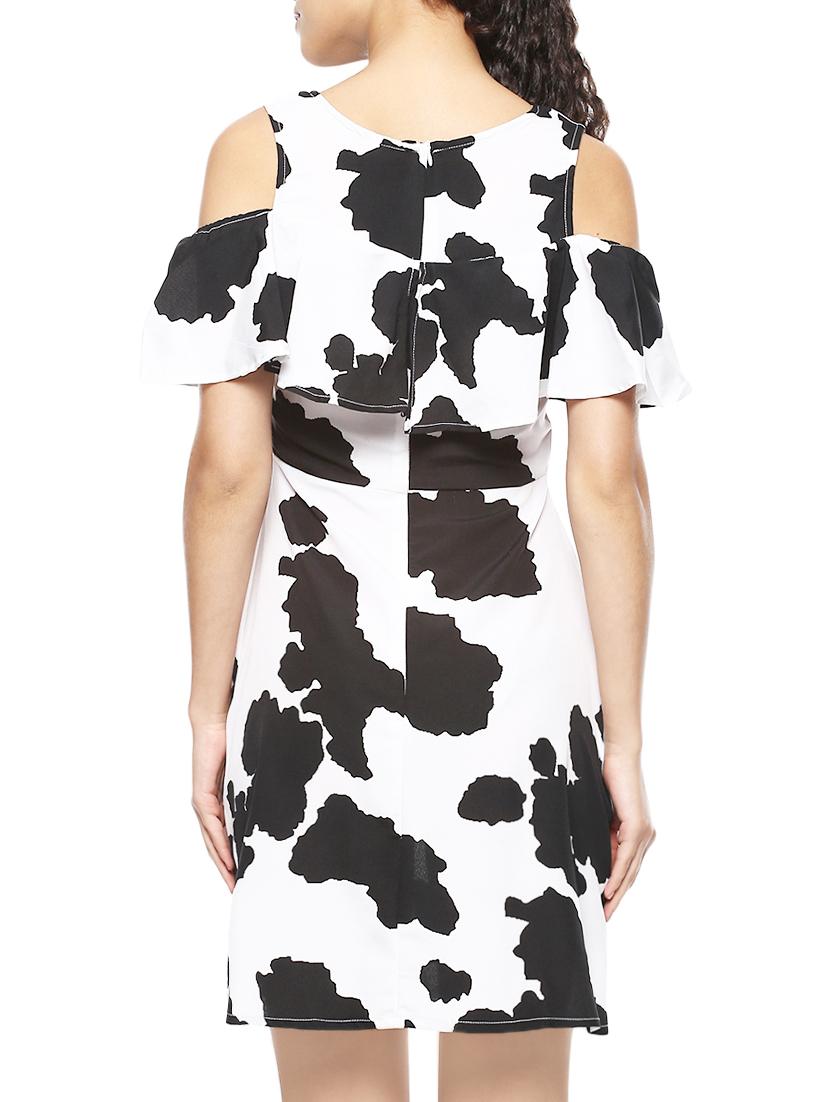 cold shoulder printed a-line dress - 14045201 - Zoom Image - 3